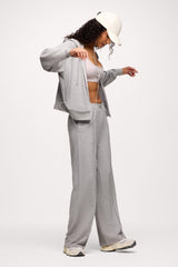 Performance Waffle Wide Leg Pant | Heather Grey