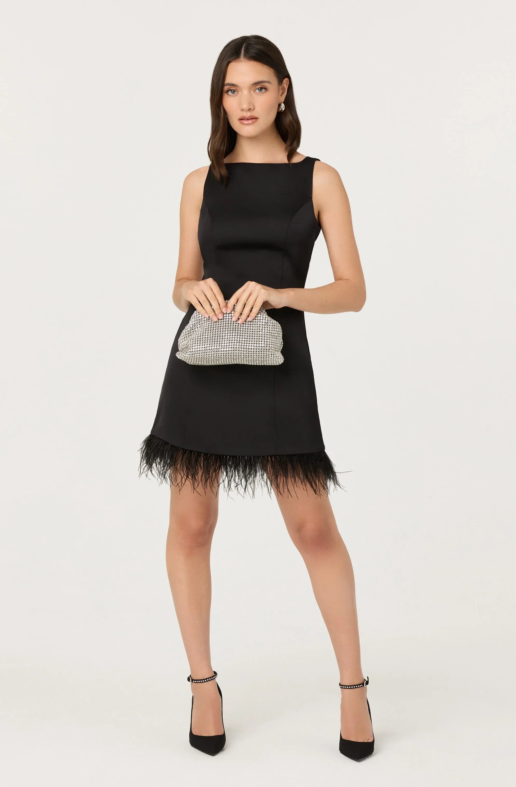 Lbruh Alisanne Feather Trim Mini Dress