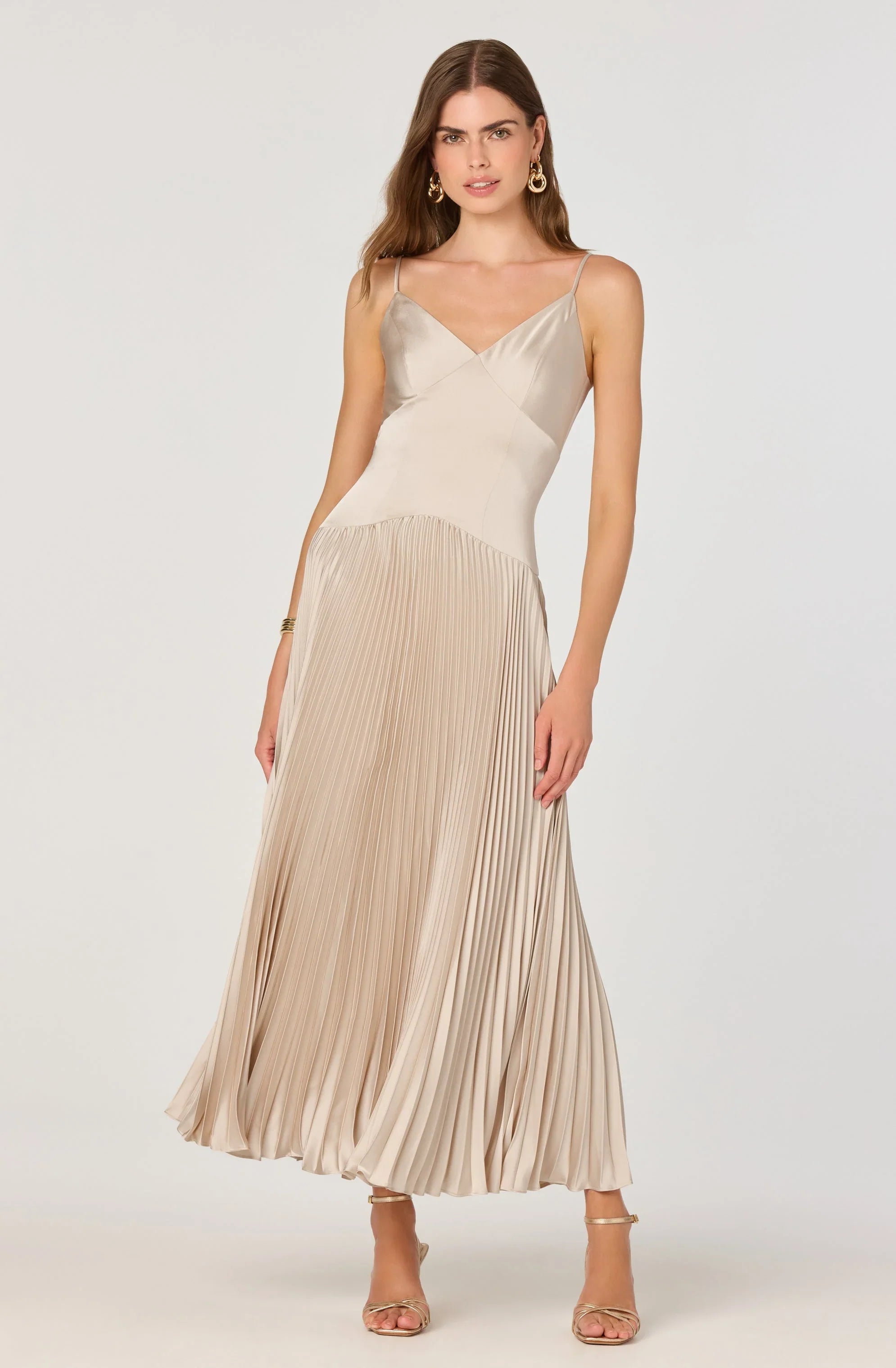 Inixyf Pleated Drop Waist Maxi Dress