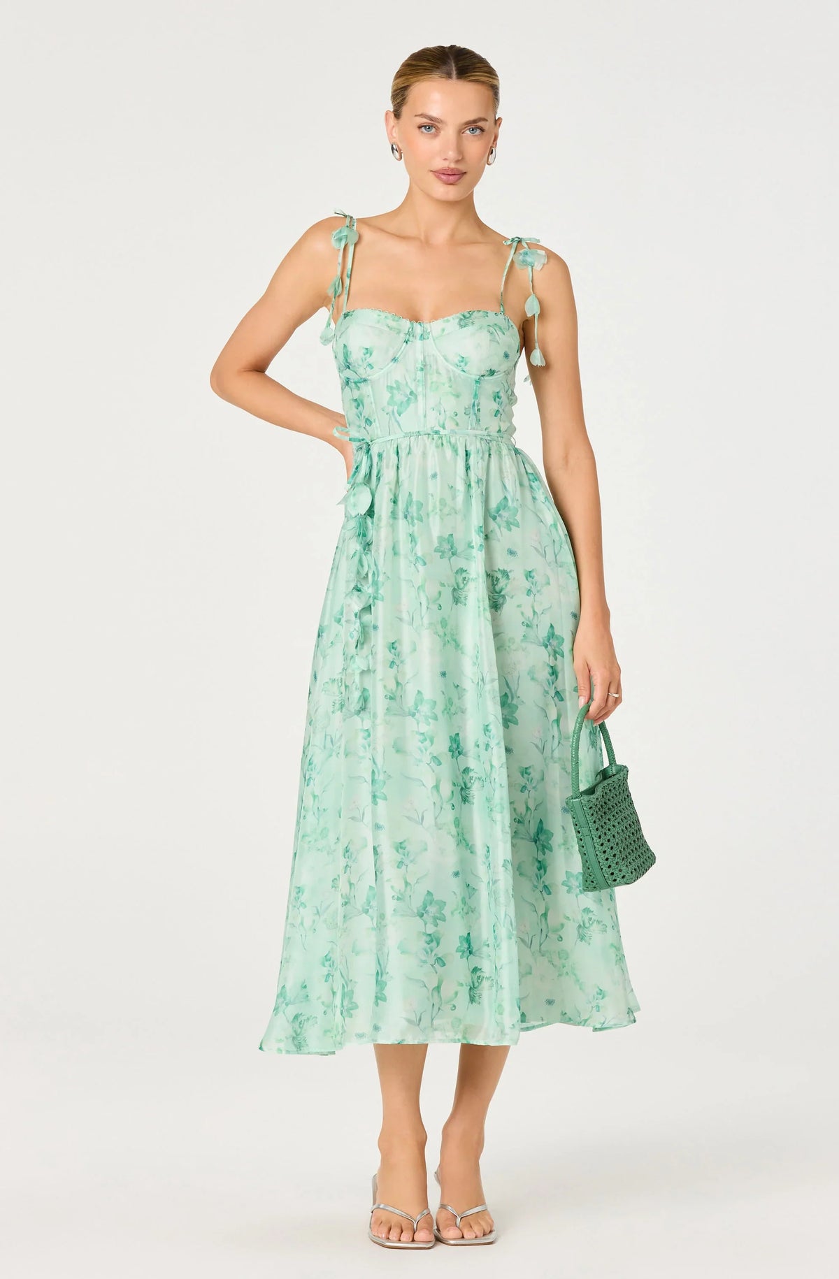 Inixyf Halcyon Floral 3D Flower Appliqué Midi Dress