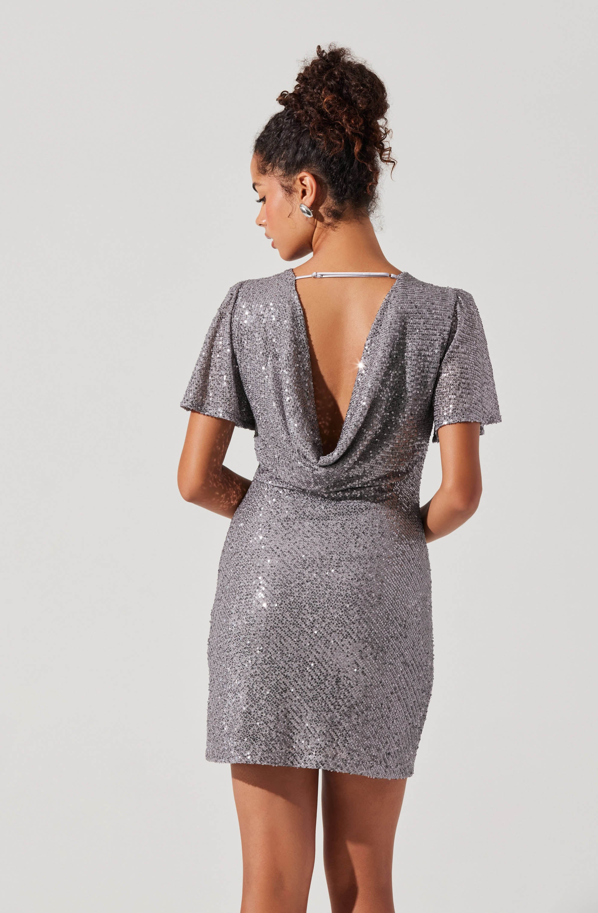 Lbruh Sequin Flutter Sleeve Mini Dress
