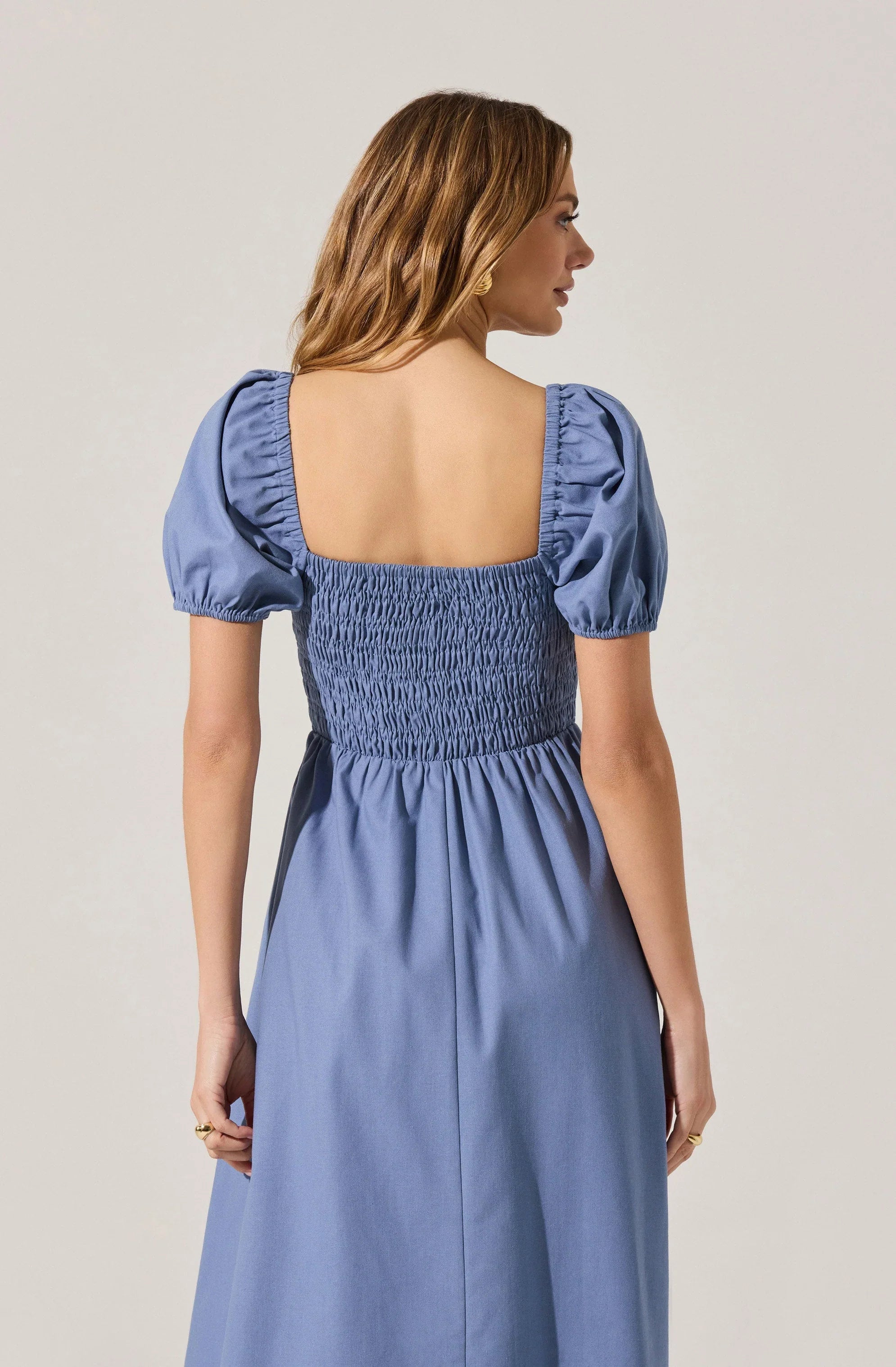 Lbruh Smocked Bow Midi Dress