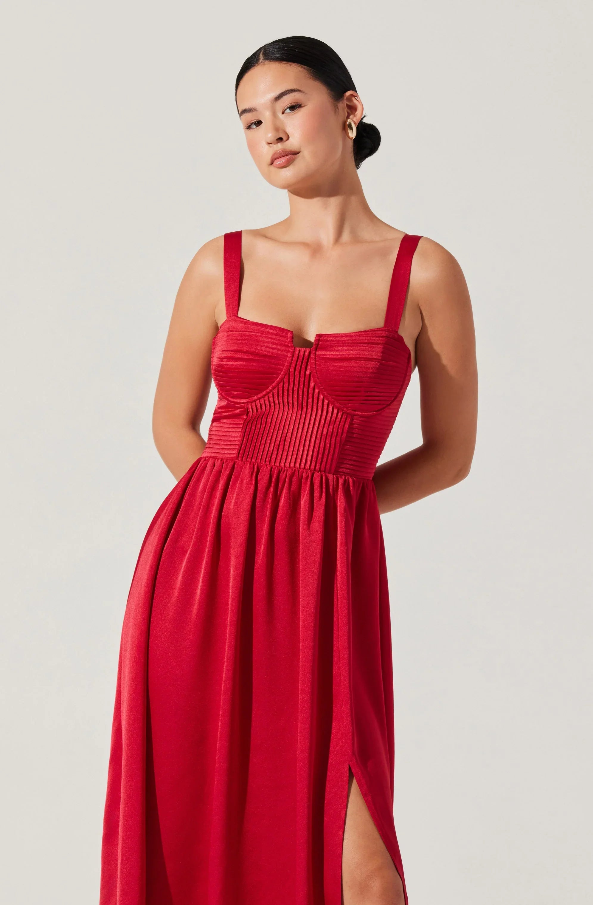 Lbruh Pleated Bustier Midi Dress