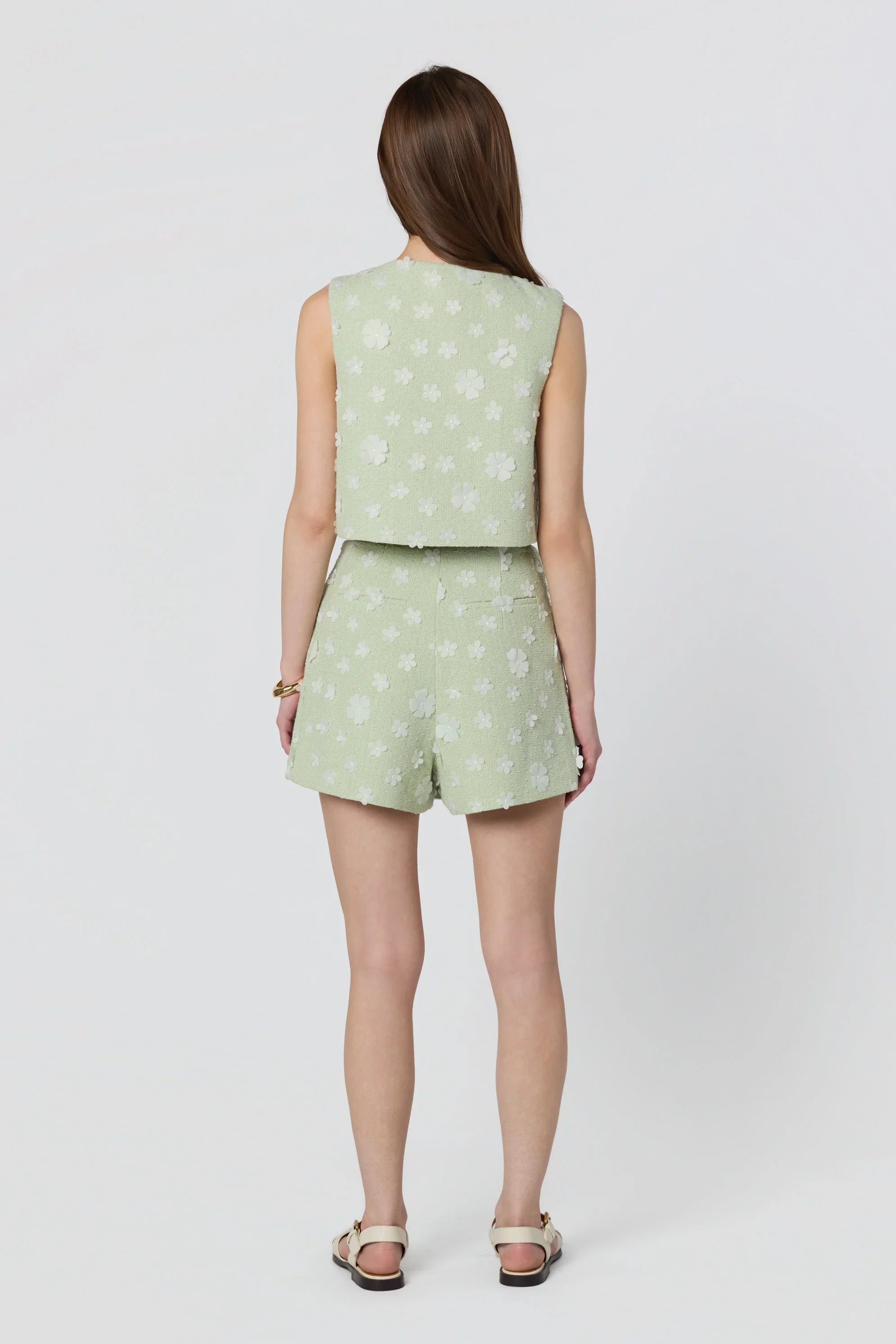 Inixyf Janell Floral Applique Cropped Vest