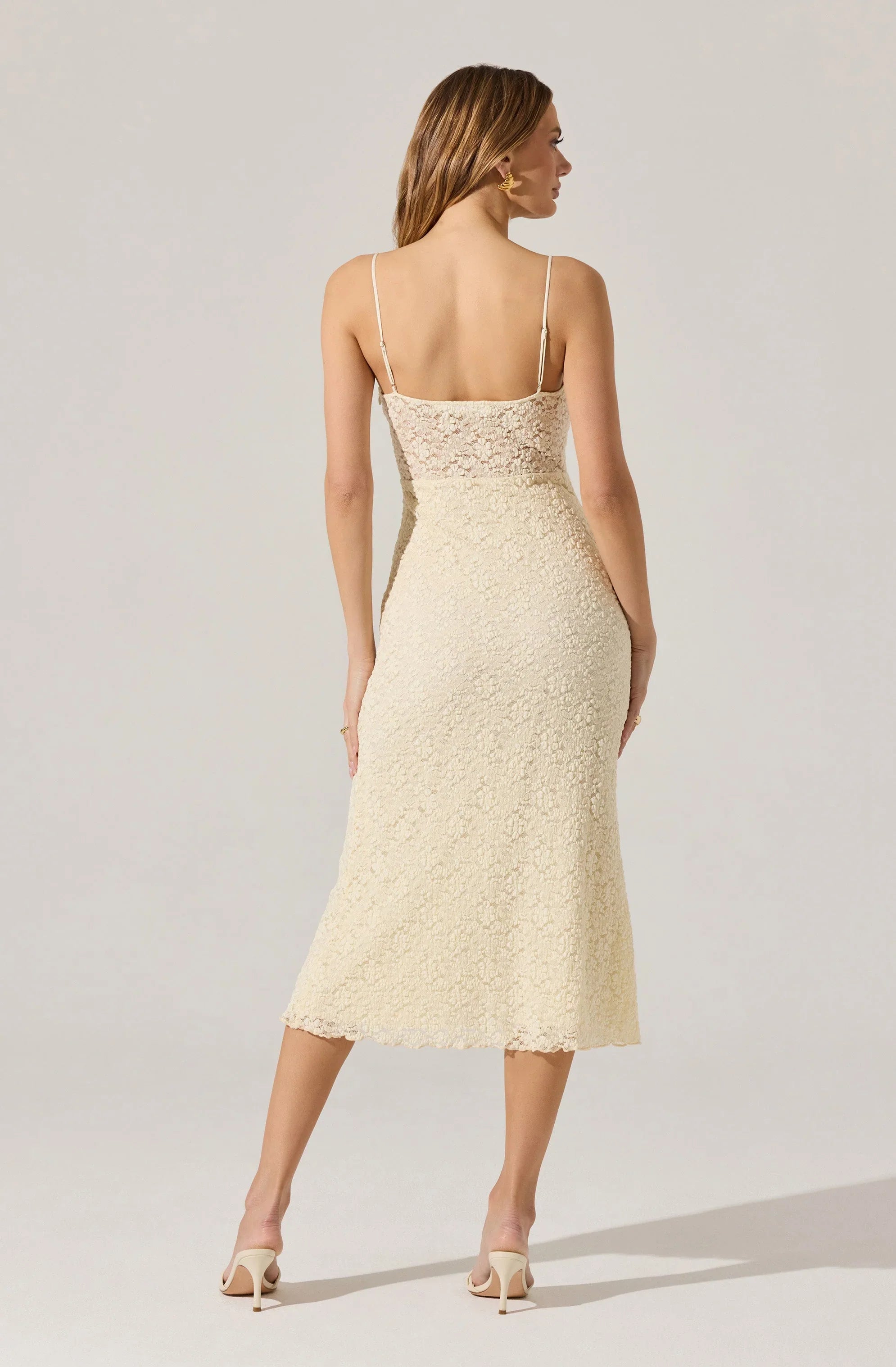 Lbruh Floral Lace Knit Midi Dress