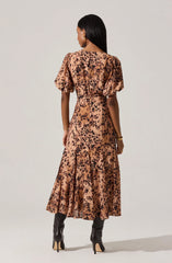 Lbruh Lavena V-Neck Puff Sleeve Midi Dress