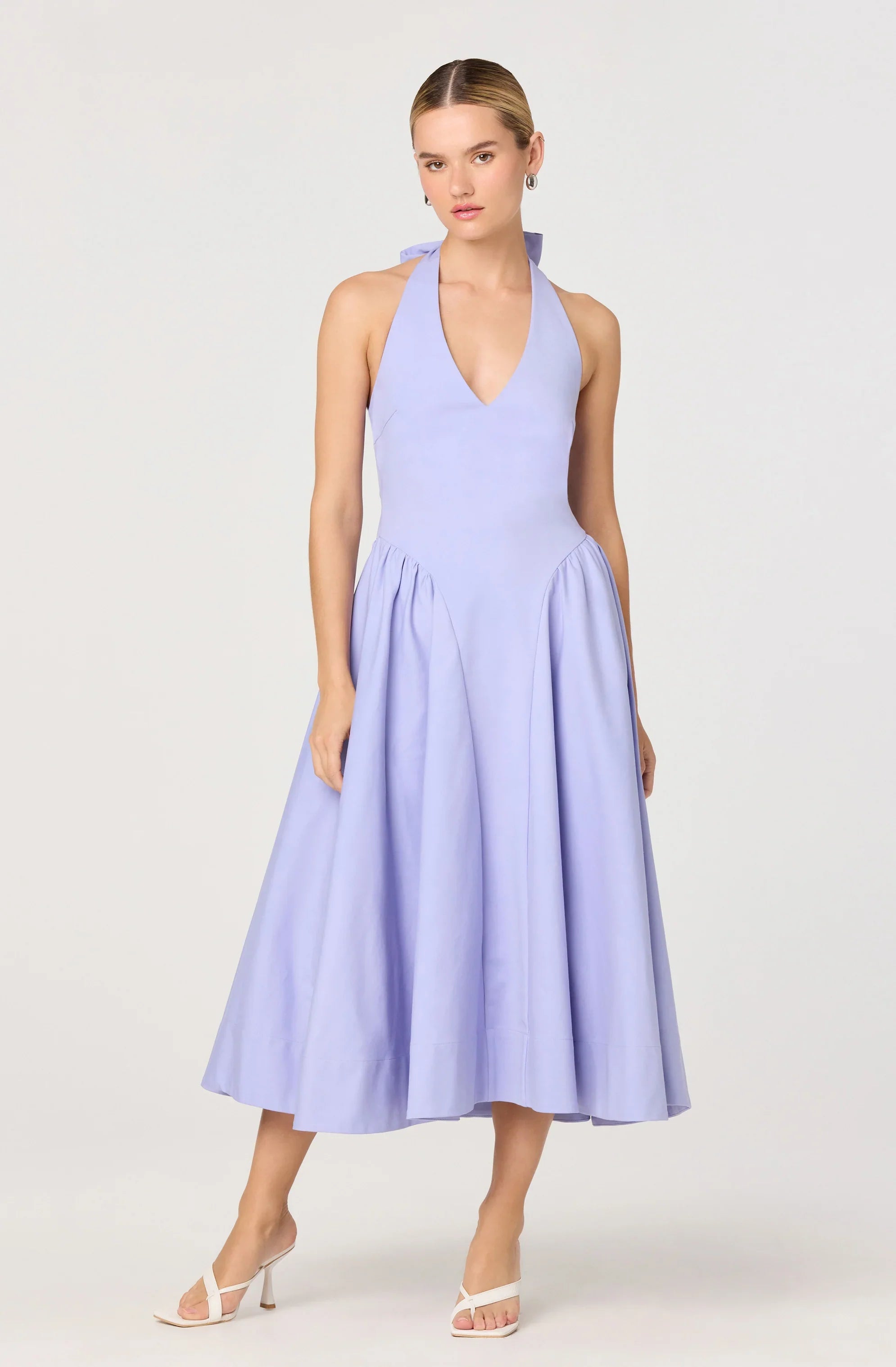 Inixyf Meana Halter Plunge Drop-Waist Midi Dress