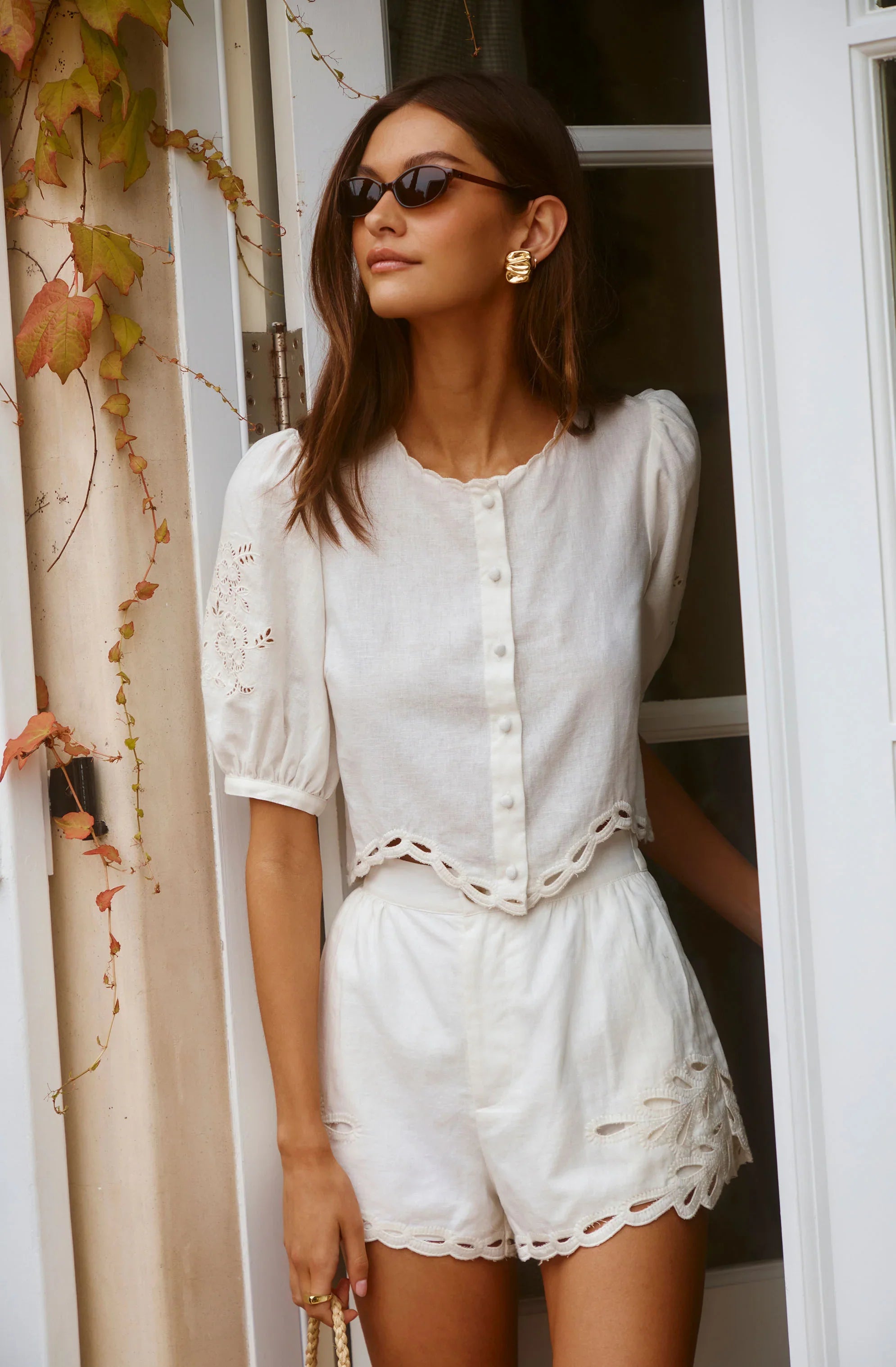 Inixyf Joellyn Embroidered Puff Sleeve Top