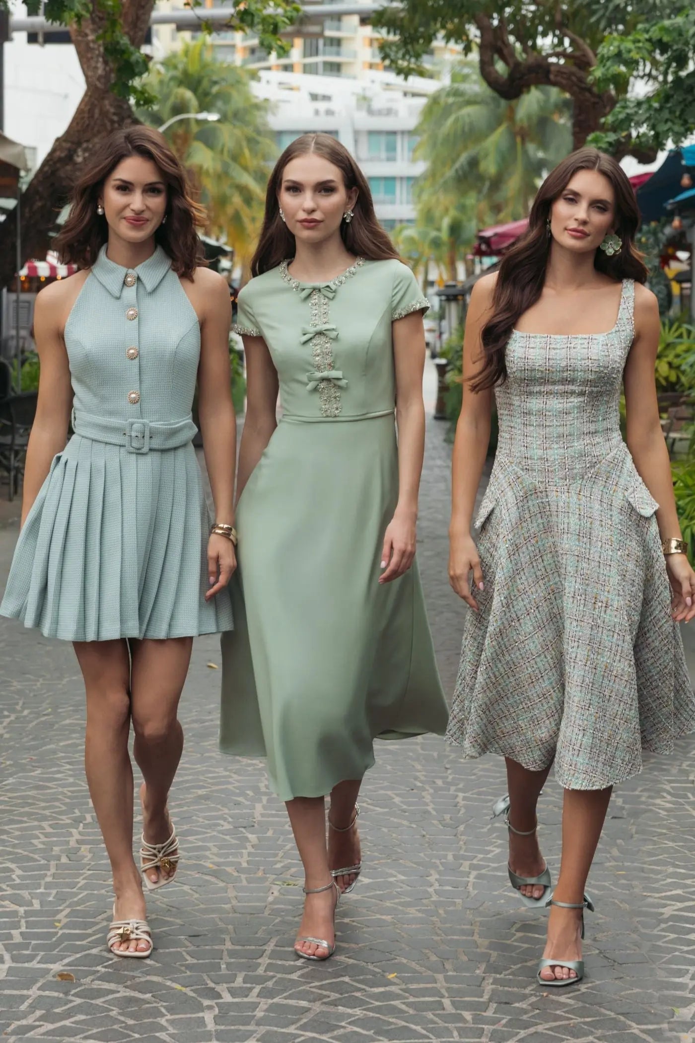 Gray Multicolor Sleeveless Drop Waist Boucle Midi Dress