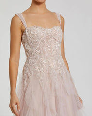 Pink Bustier Tulle Ballgown With Ruffle Skirt