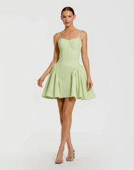 Green Sweetheart Neck Spaghetti Strap Mini Dress