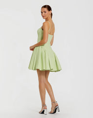Green Sweetheart Neck Spaghetti Strap Mini Dress