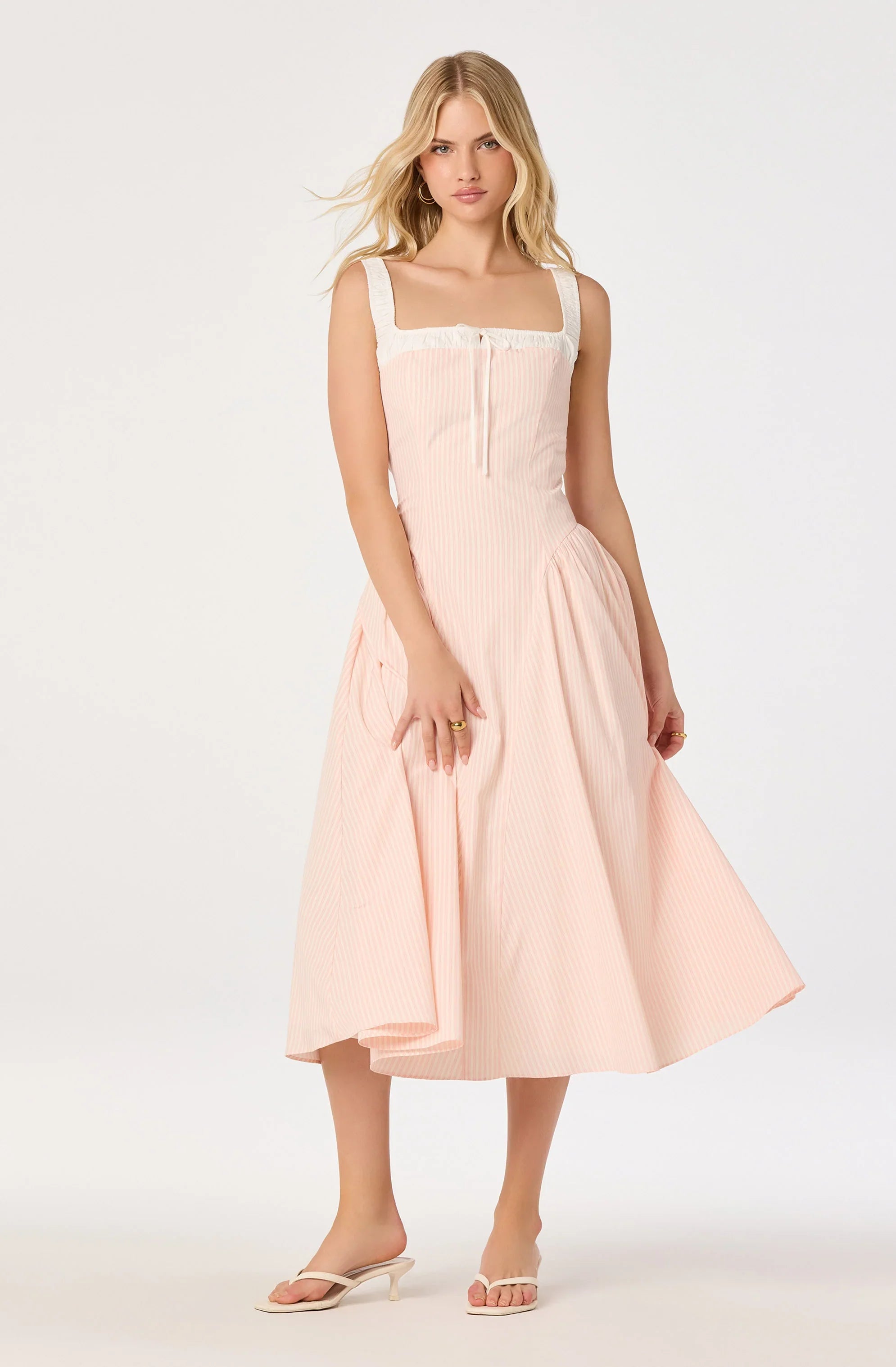 Inixyf Hazel Striped Drop-Waist Midi Dress