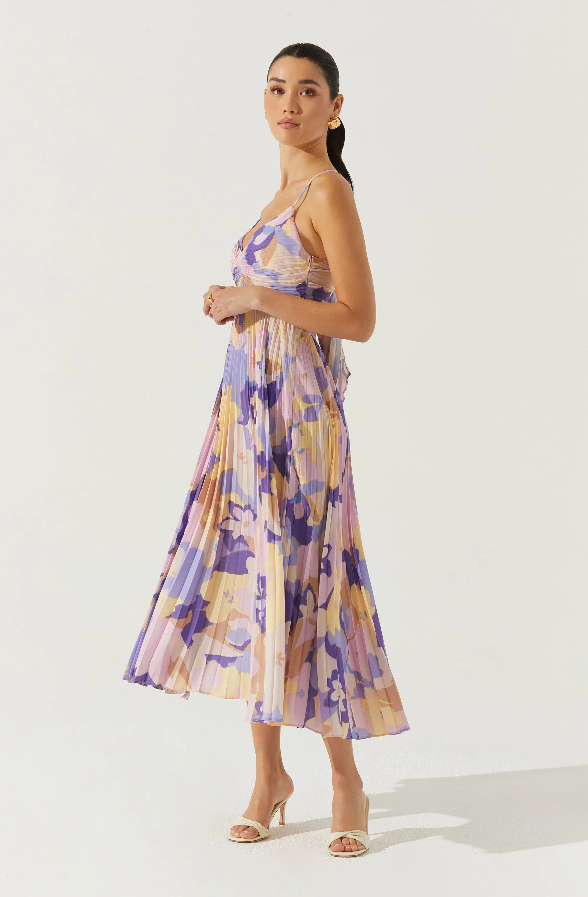 Inixyf Blythe Floral Plisse Midi Dress