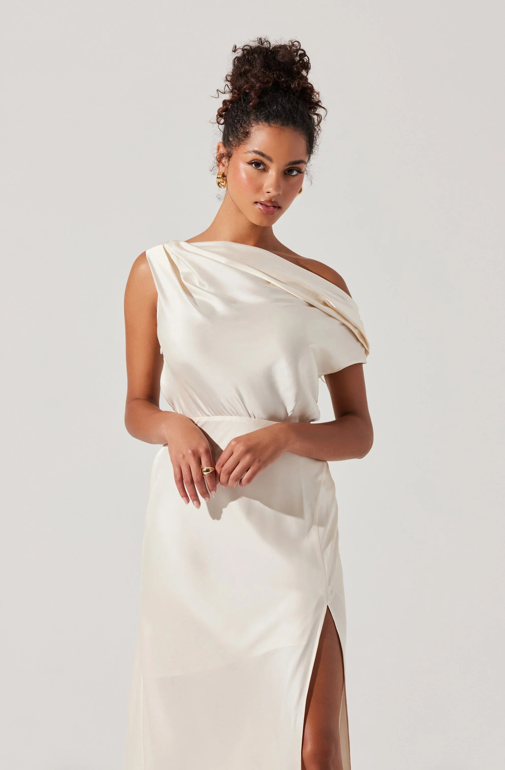 Lbruh Monroe Satin Off Shoulder Maxi Dress