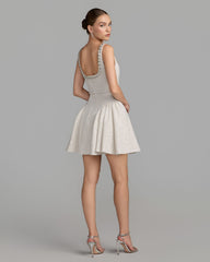 White Embellished Boucle Mini Dress