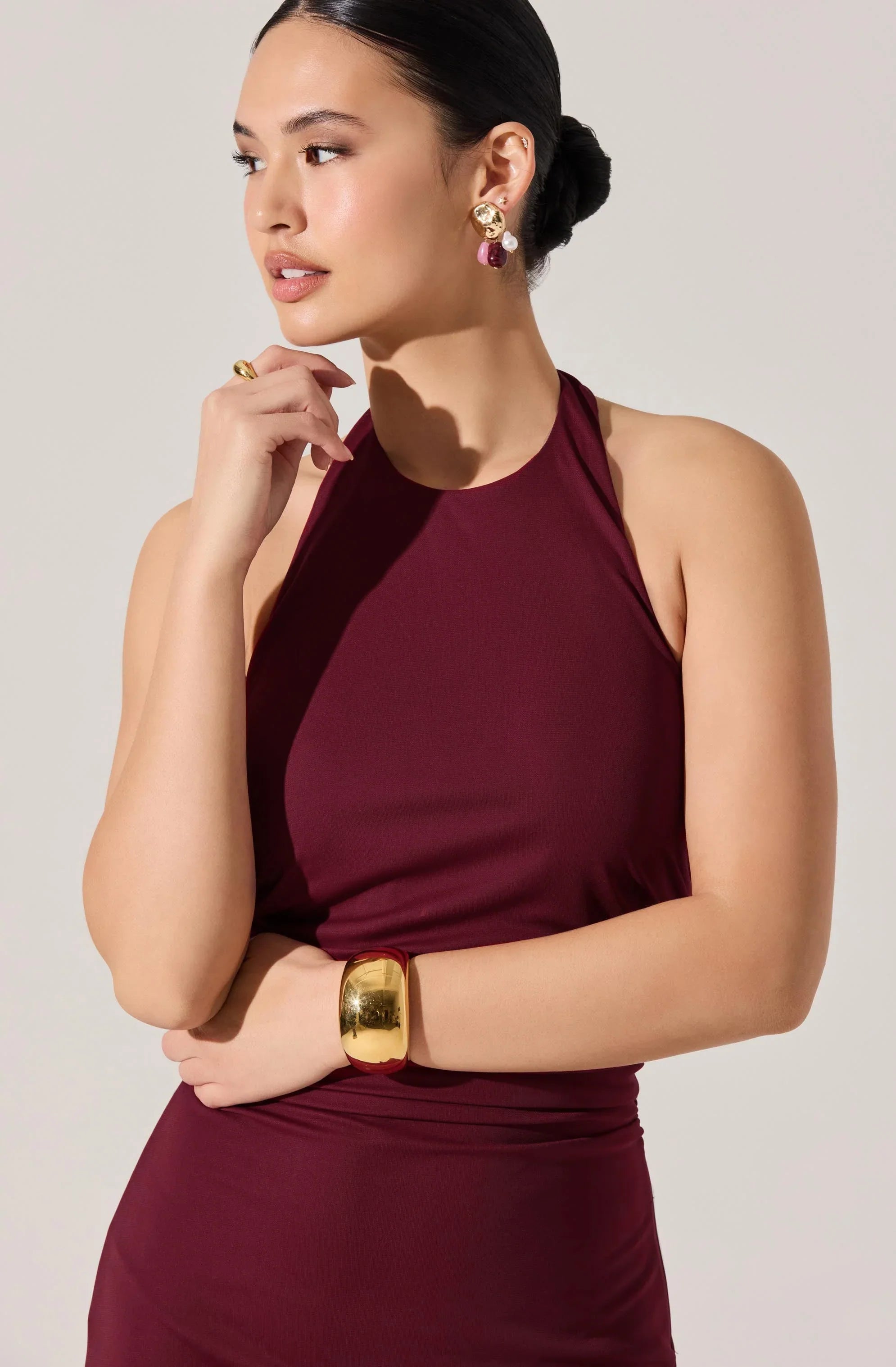 Lbruh Zaira Ruched Halter Midi Dress