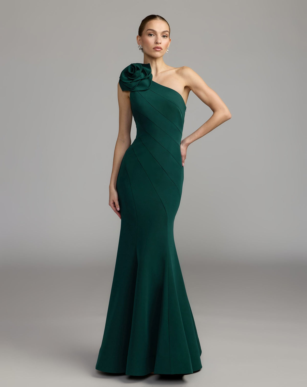 One Shoulder Mermaid Gown With 3D Flower