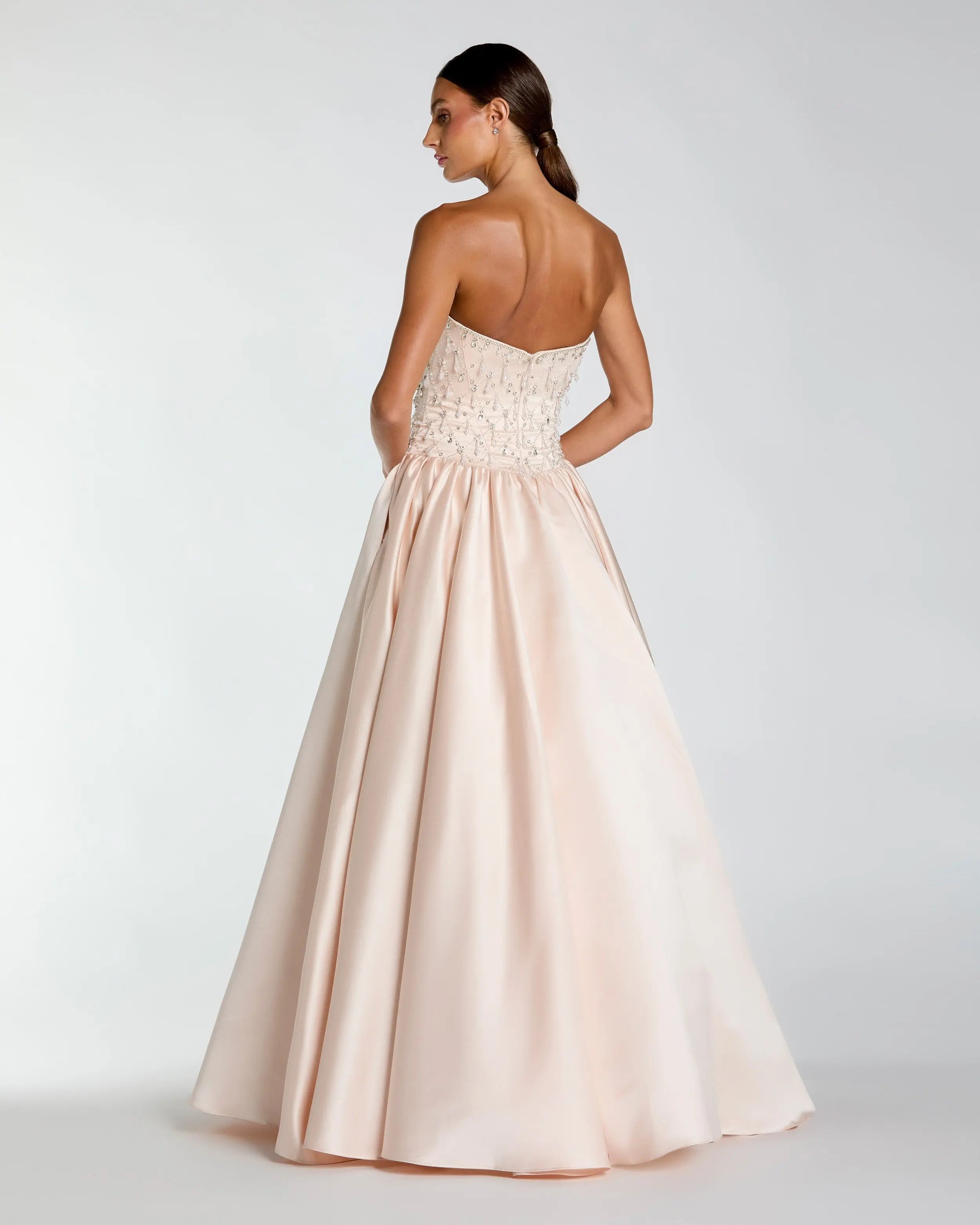 Light Pink Embellished Strapless Ball Gown