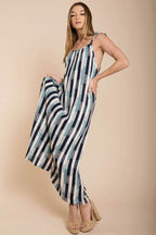 Tristan Stripped Maxi Dress Navy Beige