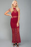 Danielle Halter Mesh Dress Burgundy