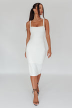 Georgia Square Neckline Midi Dress White