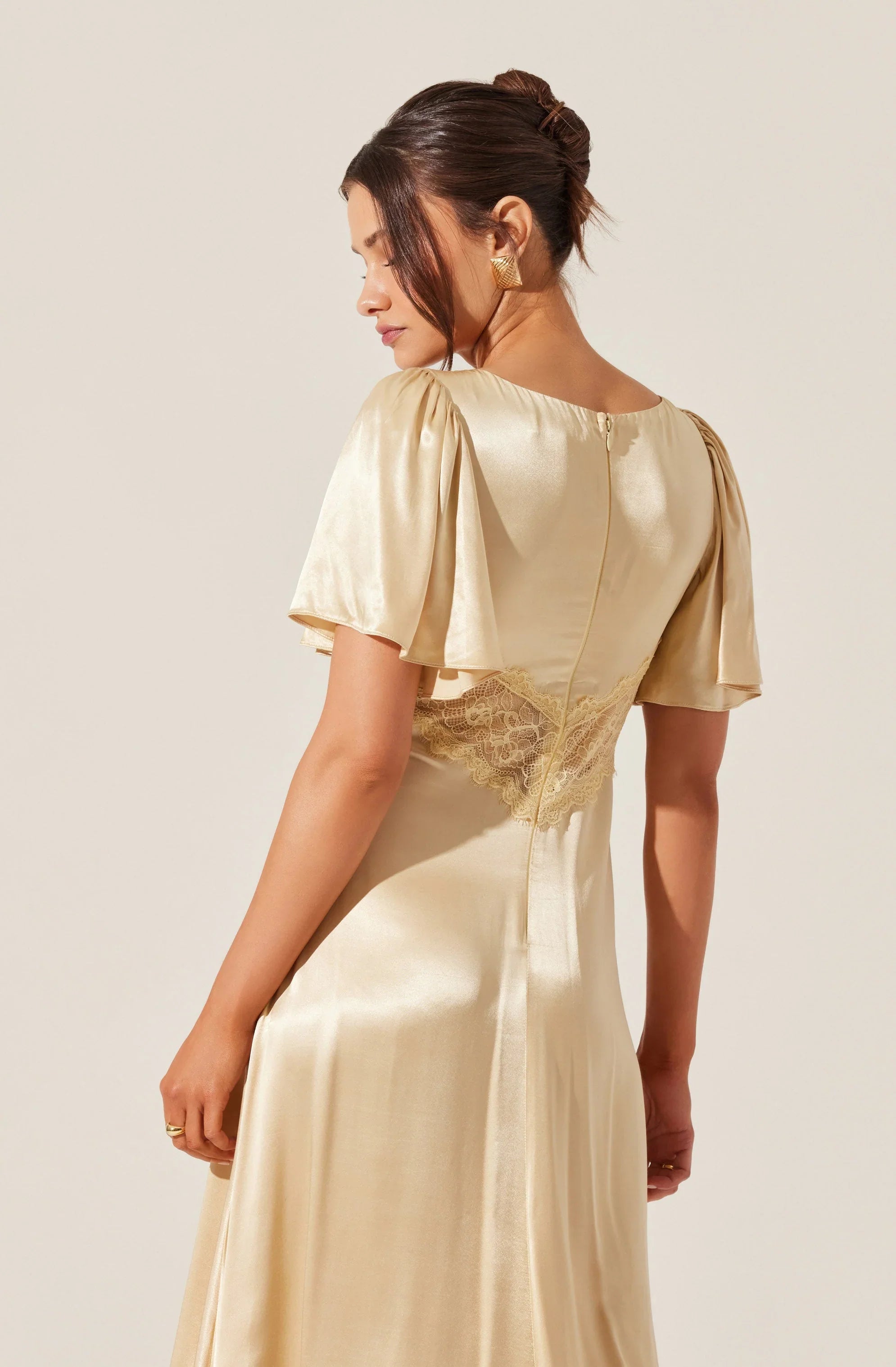 Lbruh Aurelia Satin V-Neck Midi Dress