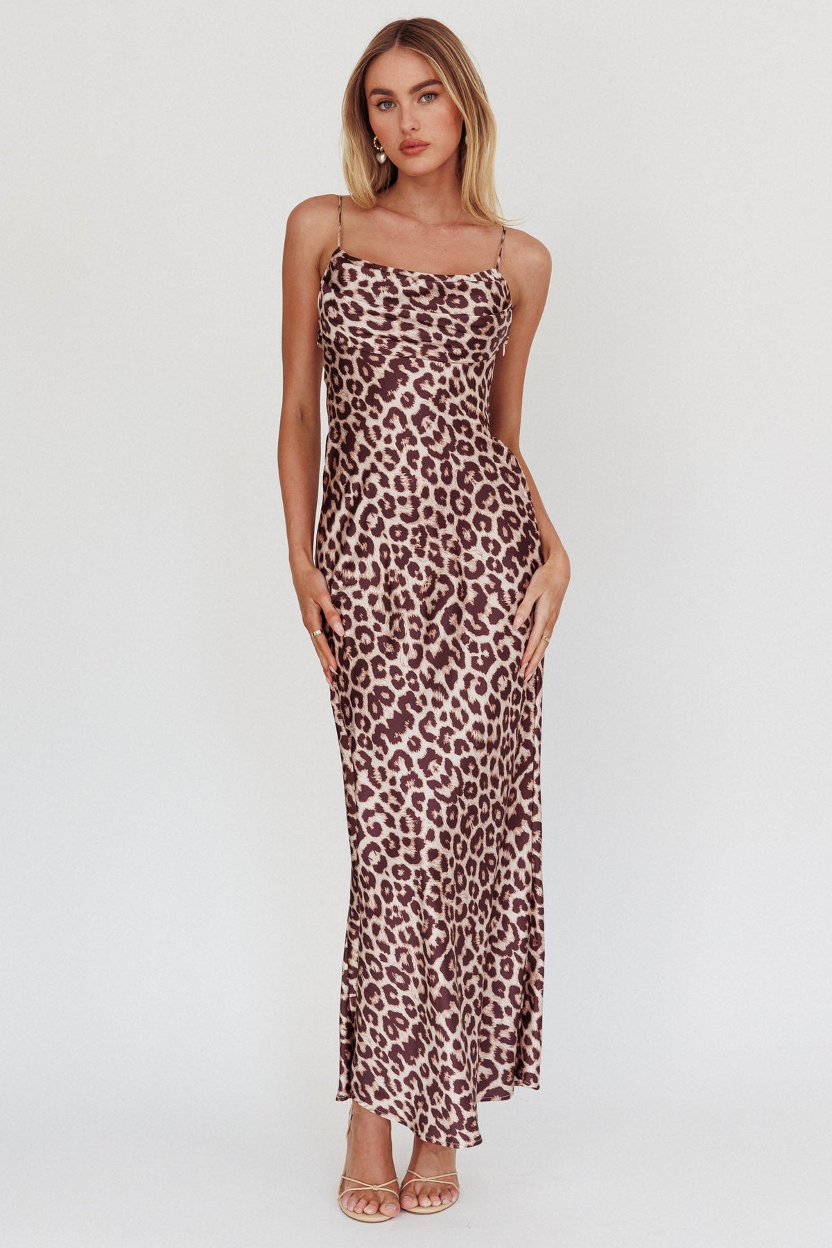 Well Versed Pleated Bust Maxi Dress Leopard Main image