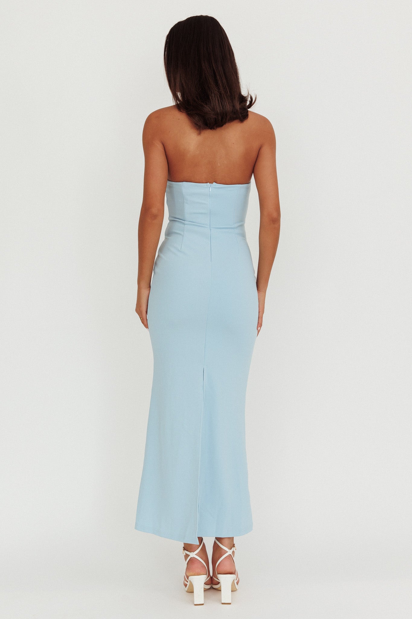Well Versed Strapless Pleat Bust Maxi Dress Blue Secondary image