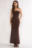 Well Versed Strapless Pleat Bust Maxi Dress Chocolate