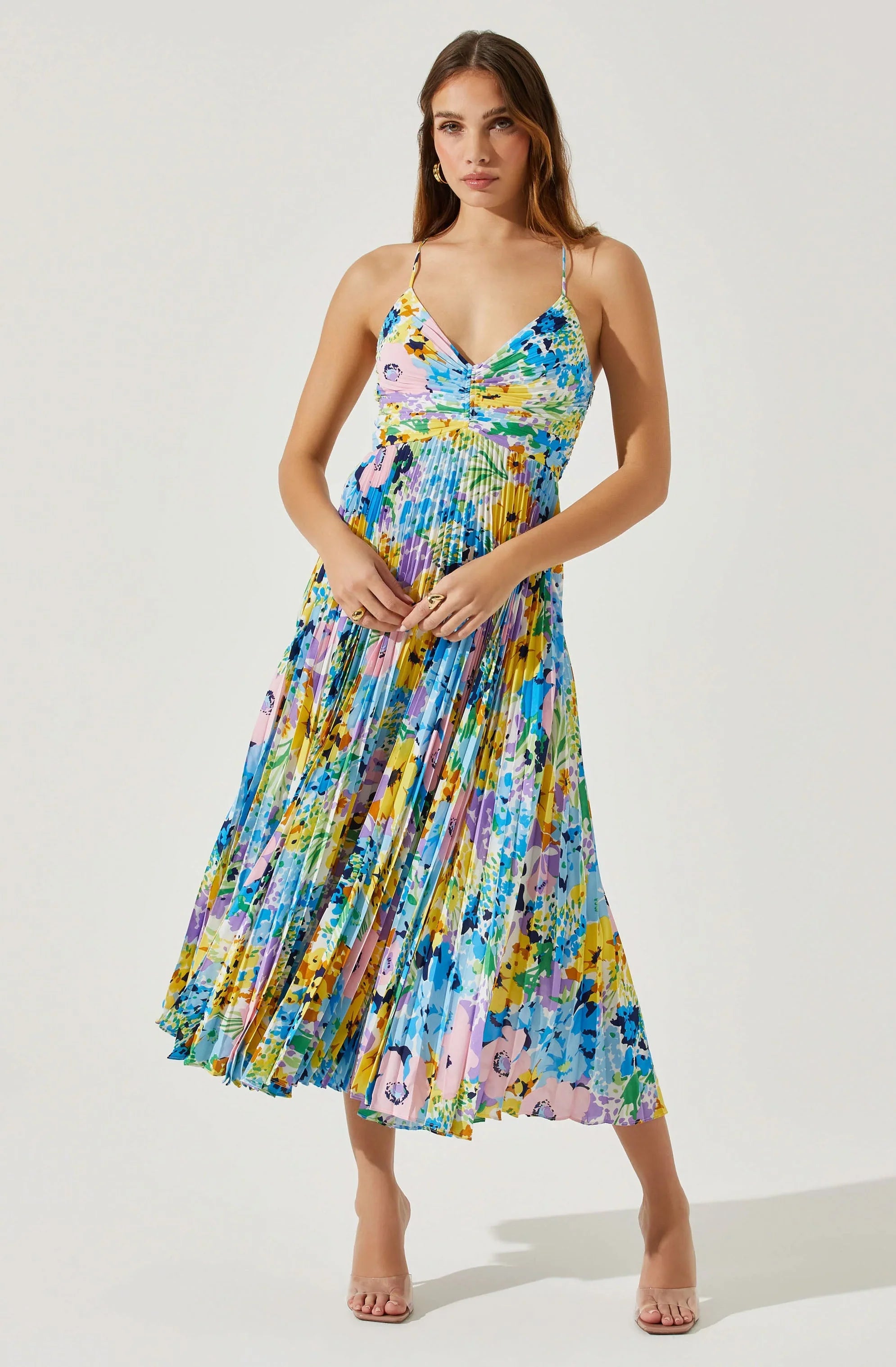Inixyf Blythe Floral Plisse Midi Dress