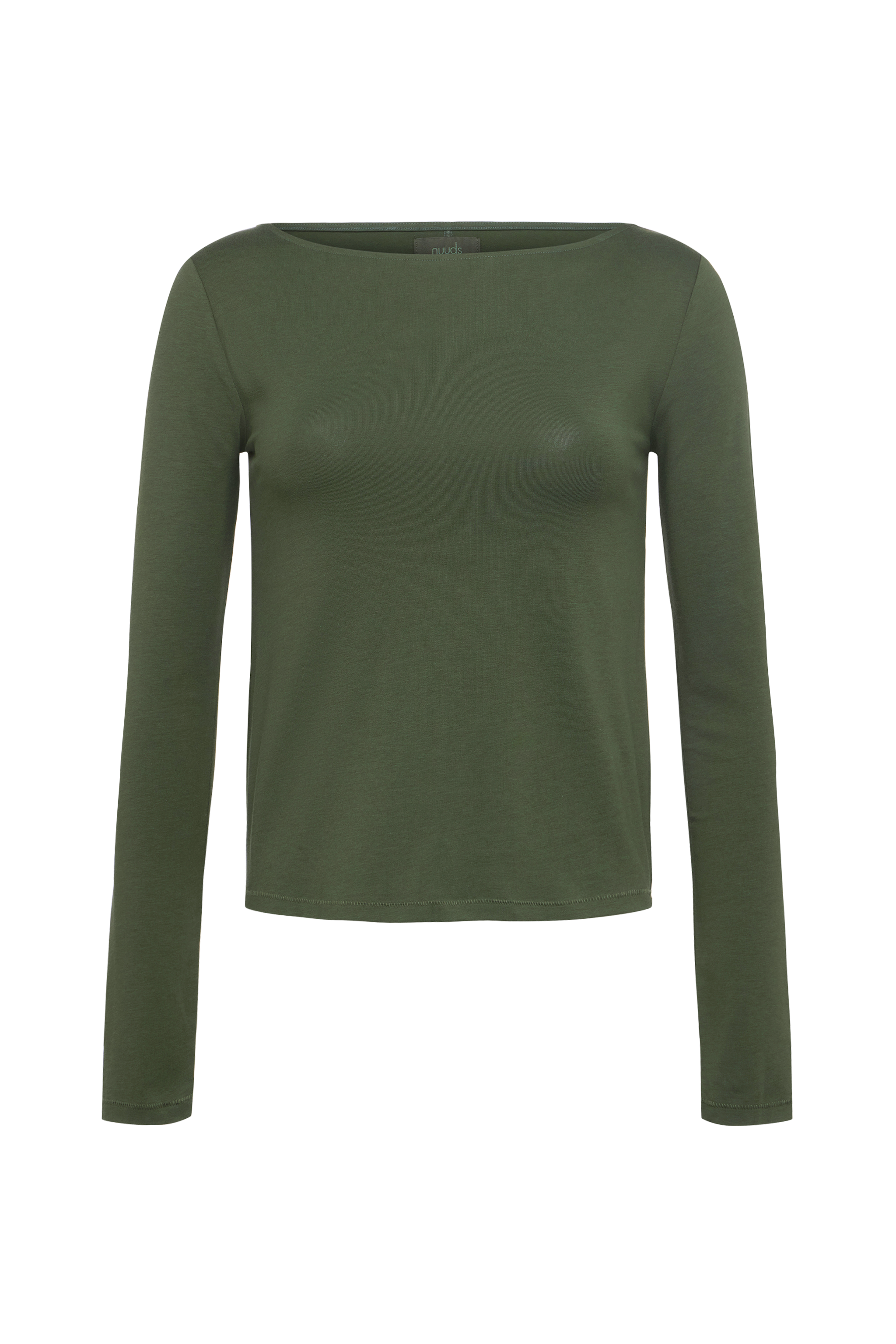 Slinky Jersey Boat Neck Long Sleeve Shirt | Darkest Olive