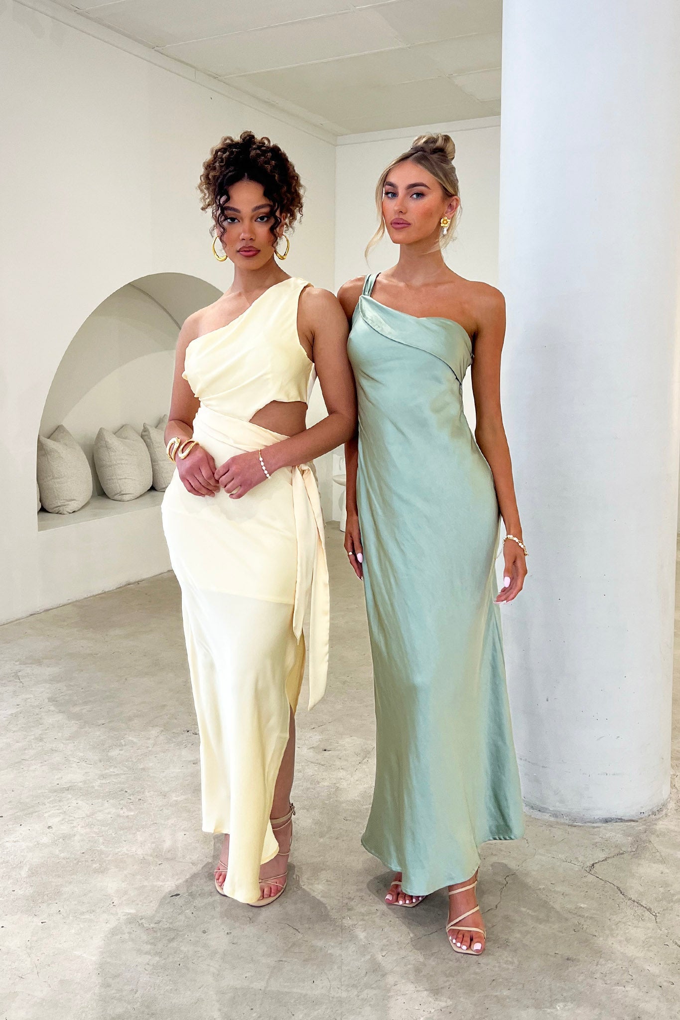 Abloom One Shoulder Satin Maxi Dress Butter Secondary image