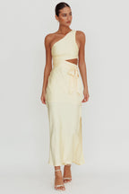 Abloom One Shoulder Satin Maxi Dress Butter