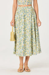 Inixyf Wylda Floral Gathered A-Line Midi Skirt