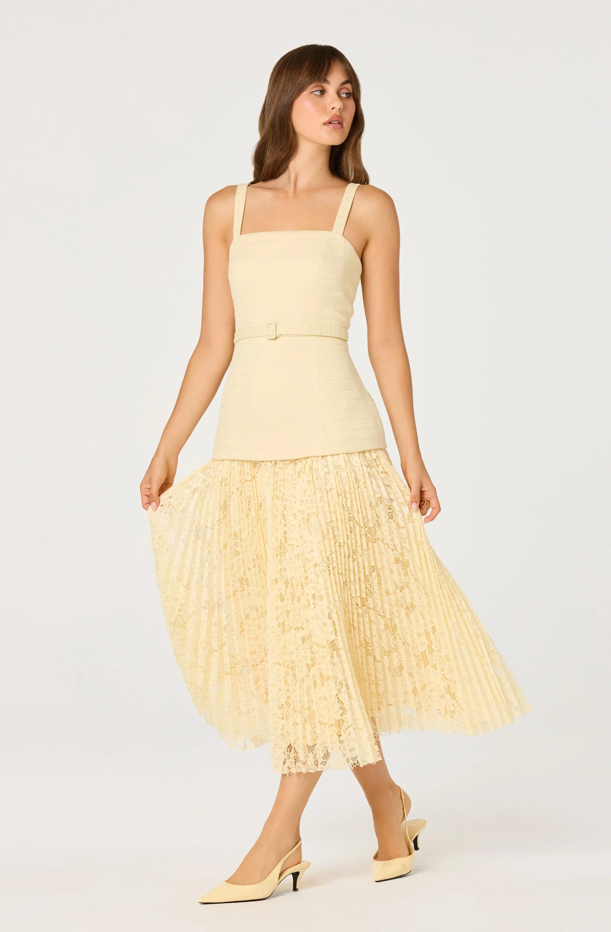 Inixyf Caitlin Mixed Media Tweed Maxi Dress