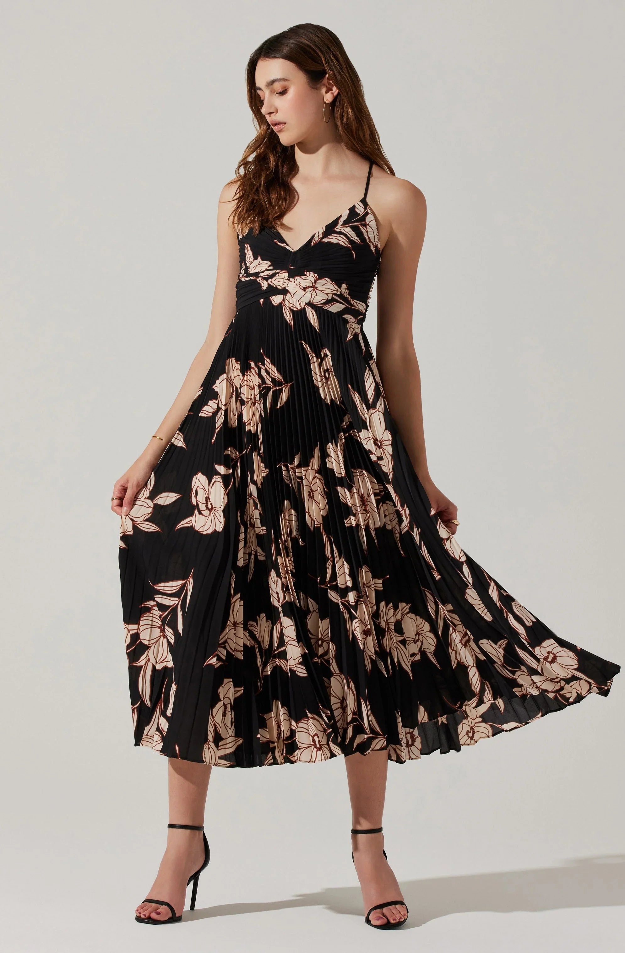 Inixyf Blythe Floral Plisse Midi Dress