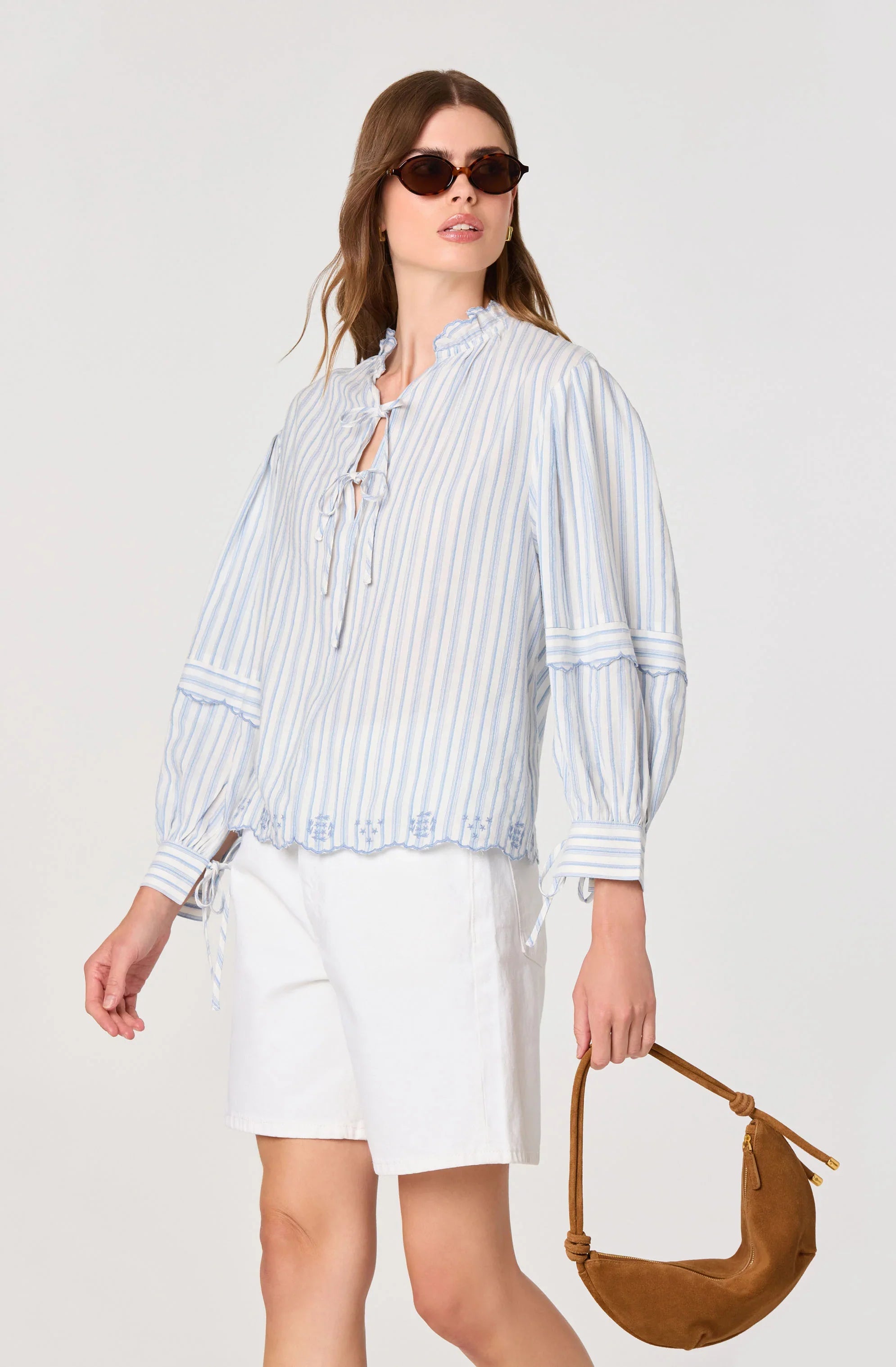 Inixyf Taliyah Striped Peasant Blouse