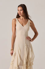 Lbruh Philomene V-Neck Ruffle Trim Dress