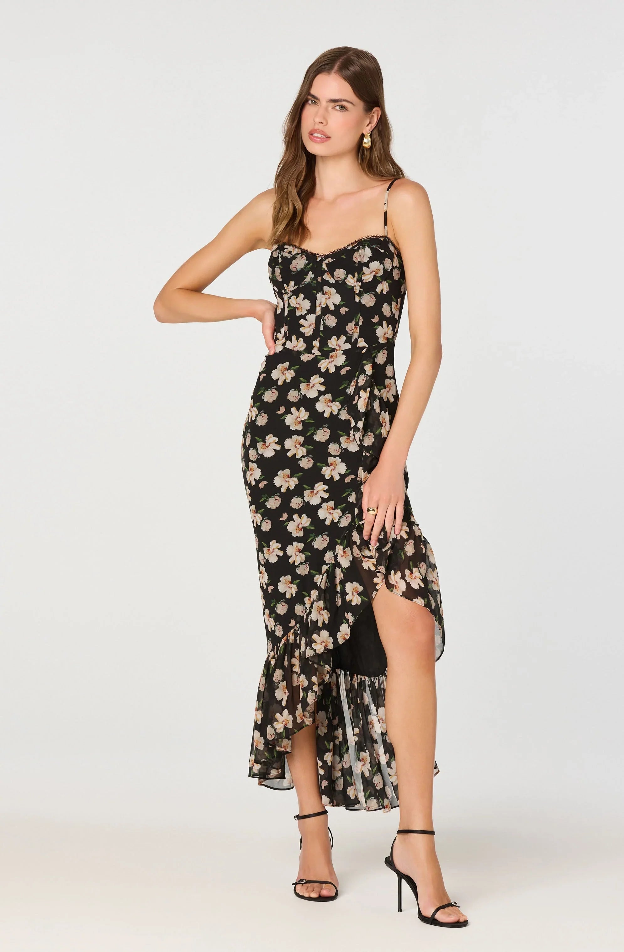 Lbruh Brisbane Asymmetrical Floral Midi Dress