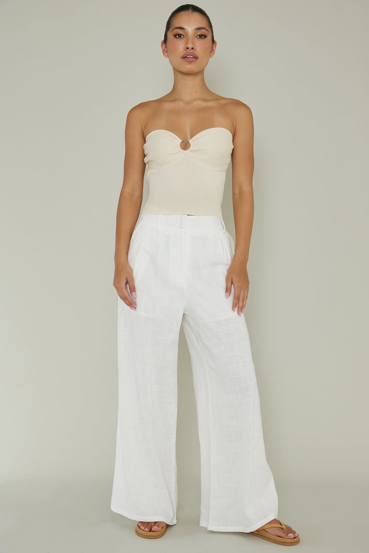 Real Talk Sweetheart Neckline Top Cream