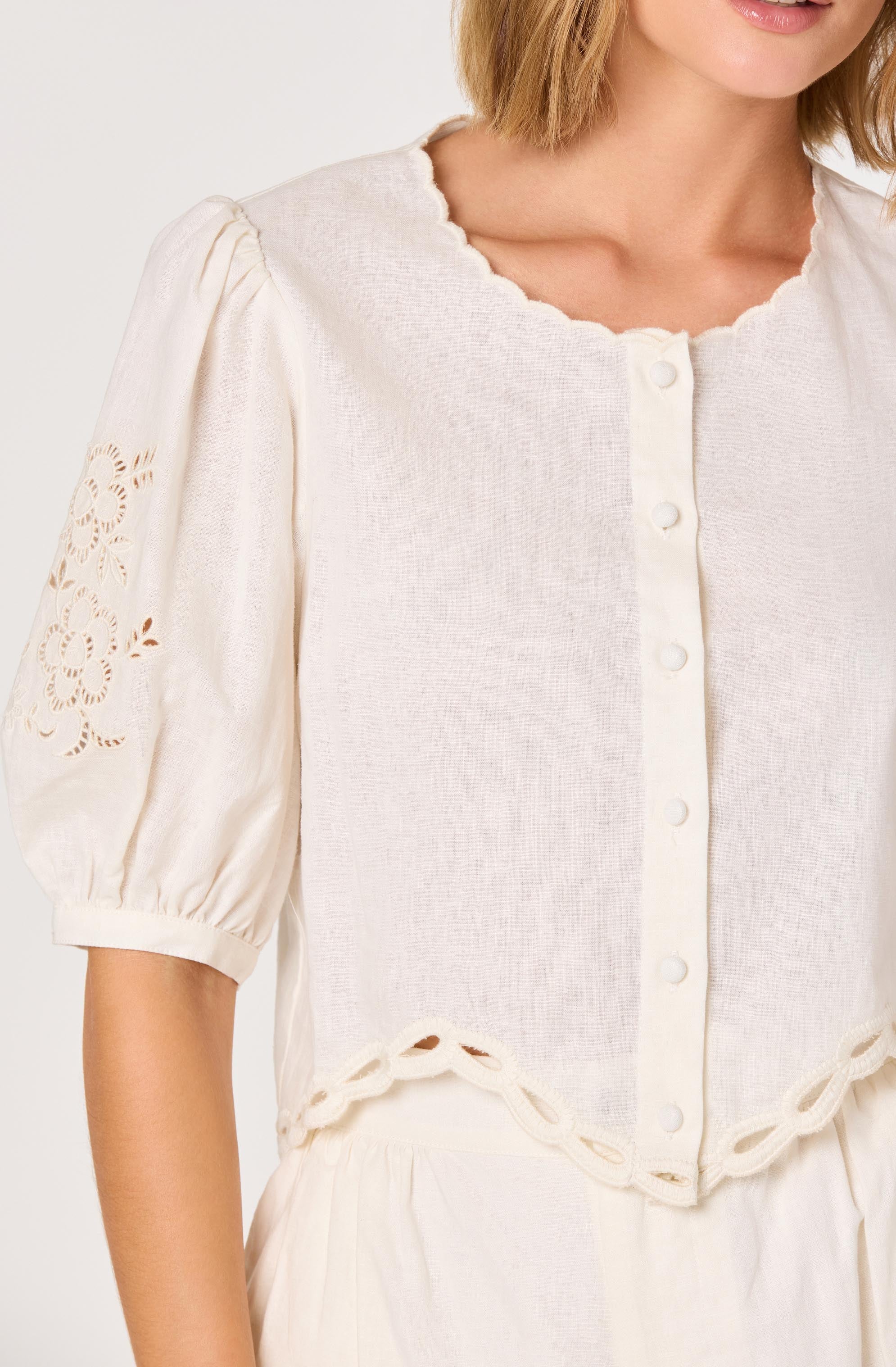 Inixyf Joellyn Embroidered Puff Sleeve Top