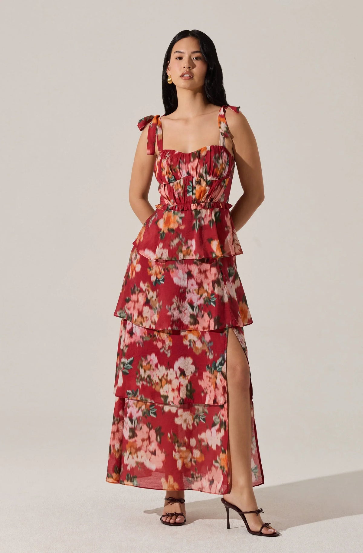 Lbruh Mellorie Sweetheart Tiered Floral Maxi Dress