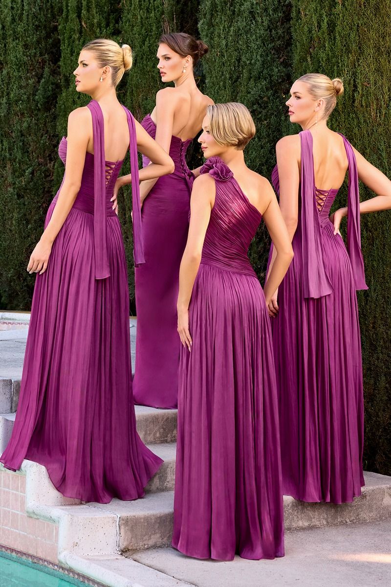 Minna Gown - One Shoulder A-line Shimmer Chiffon Dress