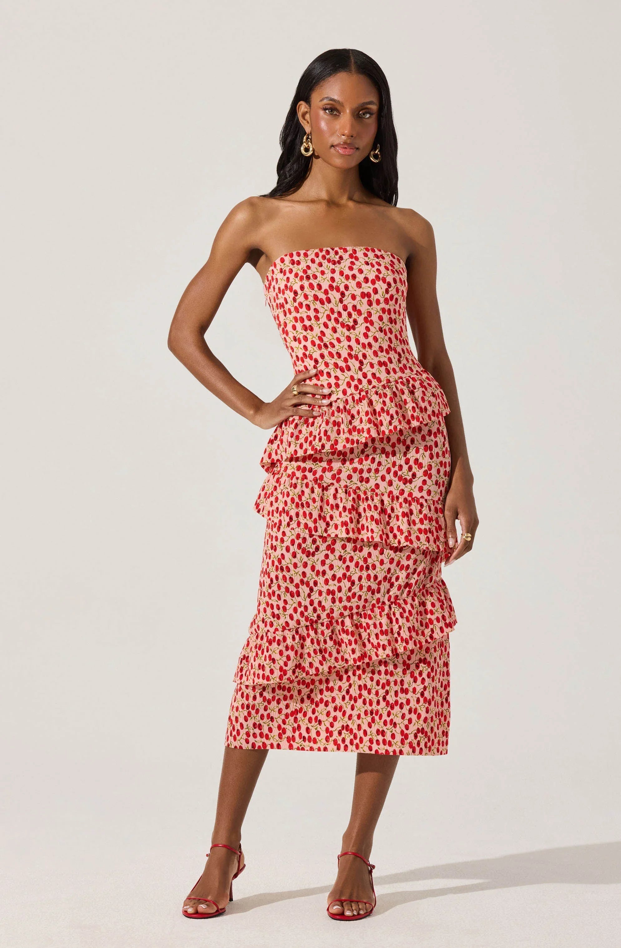 Lbruh Asymmetrical Tiered Ruffle Midi Dress