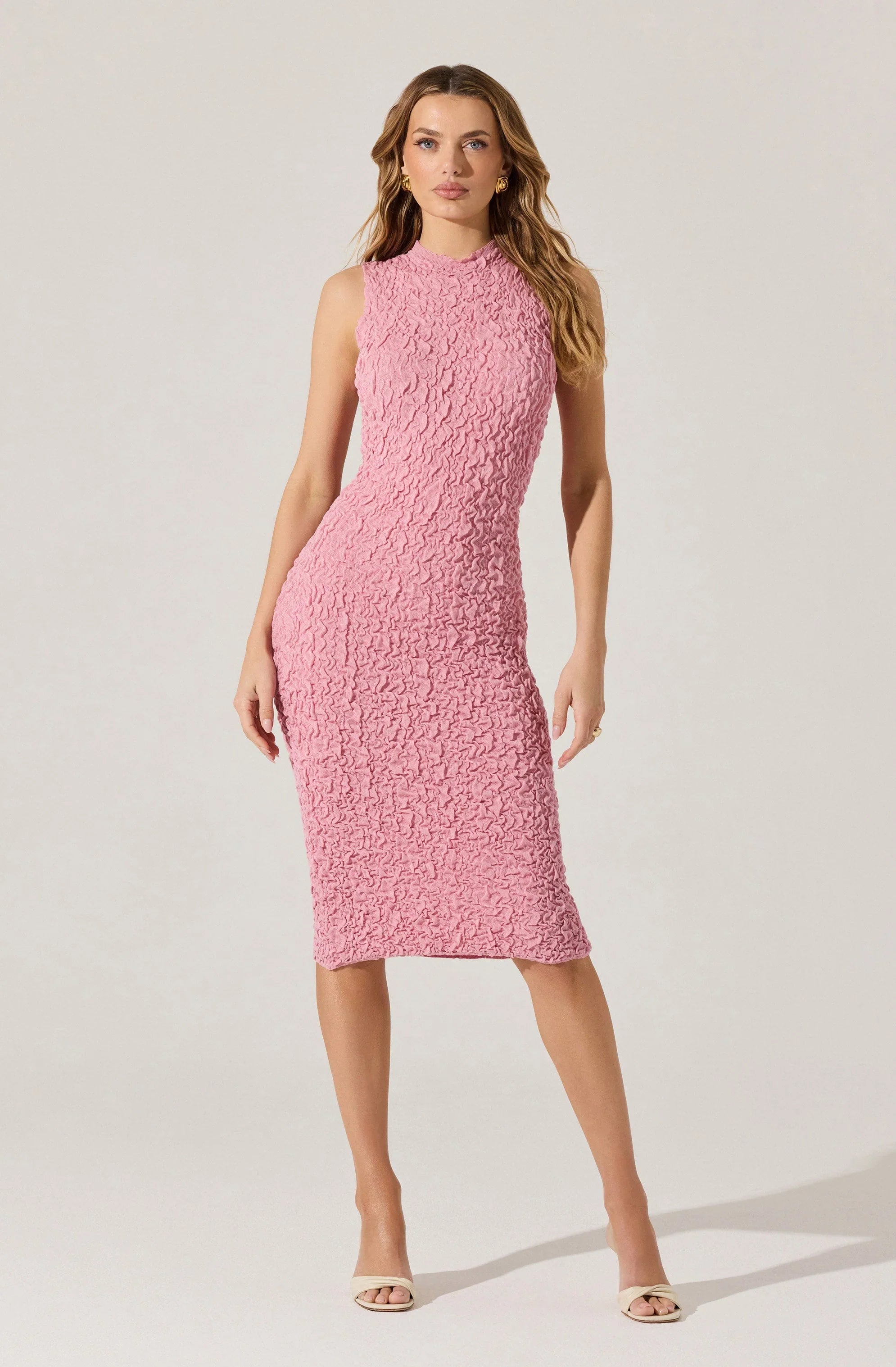 Lbruh Textured Bodycon Midi Dress