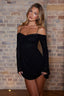 French Girl Long Sleeve Mini Dress Black