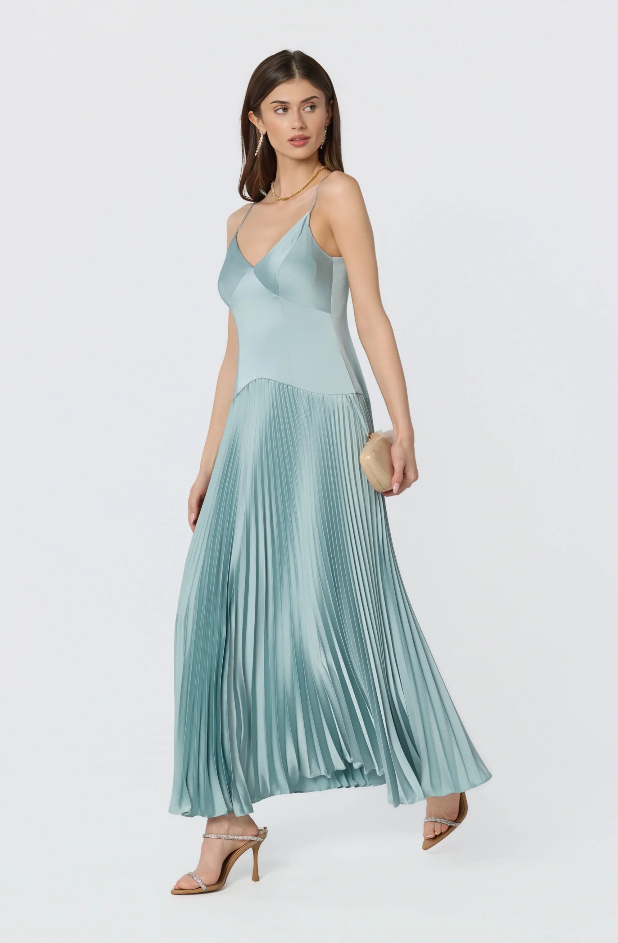 Inixyf Pleated Drop Waist Maxi Dress