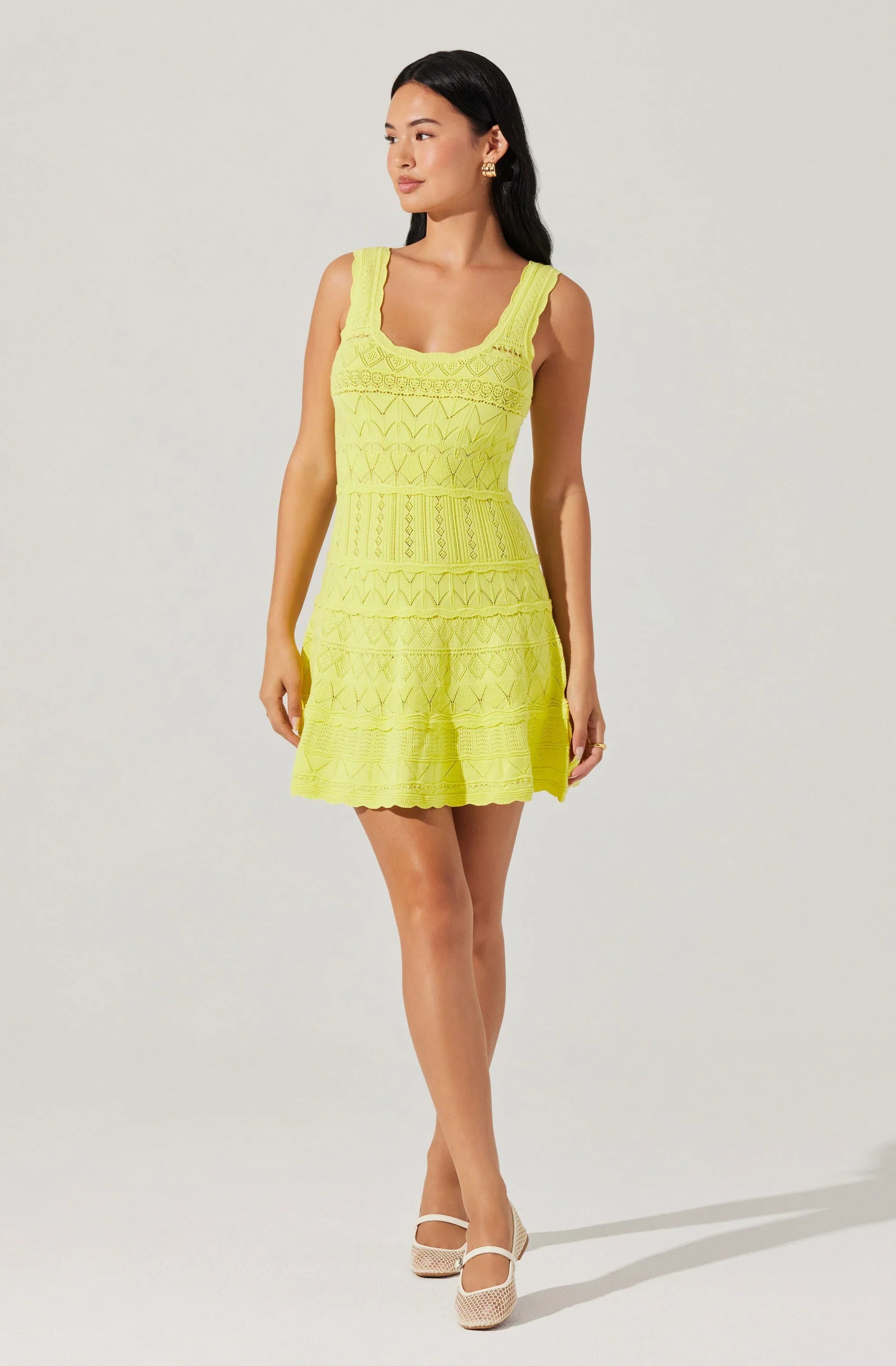 Lbruh Shereena Pointelle Sweater Mini Dress