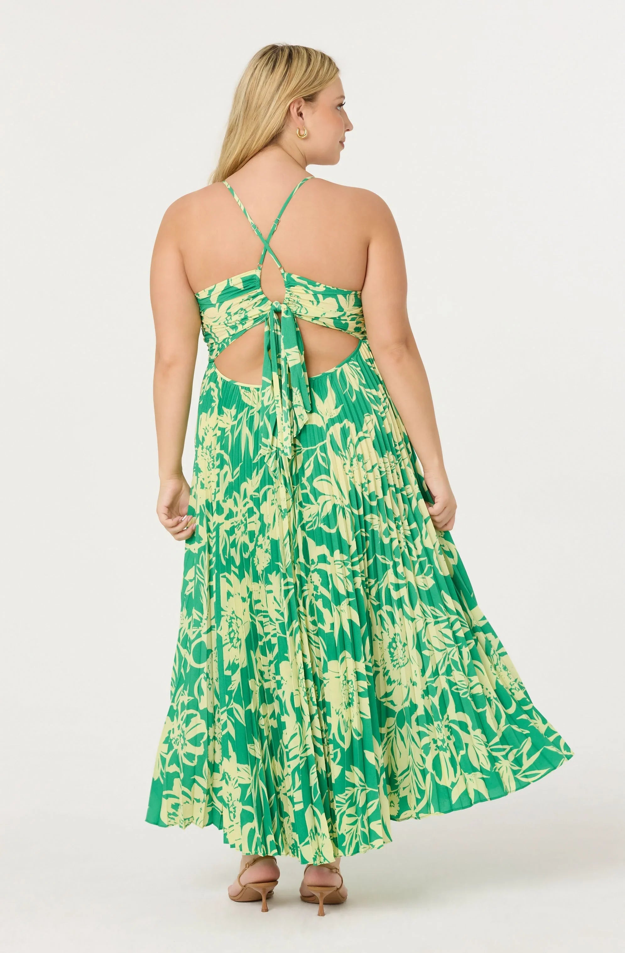 Inixyf Blythe Floral Plisse Midi Dress